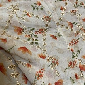 Formal floral bubble arm crop top womens size medium